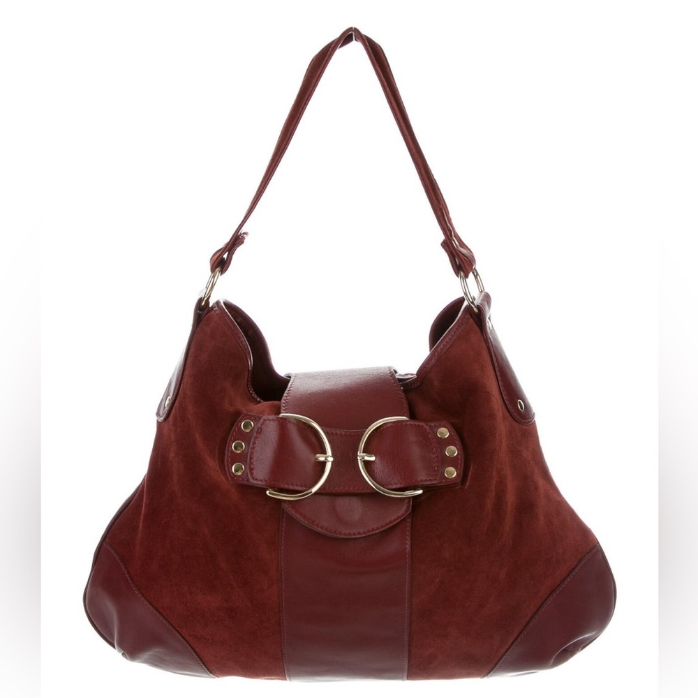 LUCA LUCA Leather Trimmed Suede Hobo Hand Bag